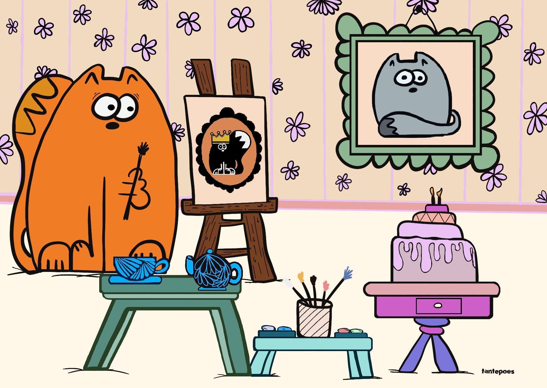 Custom birthday invitation "paint and sip tea party"