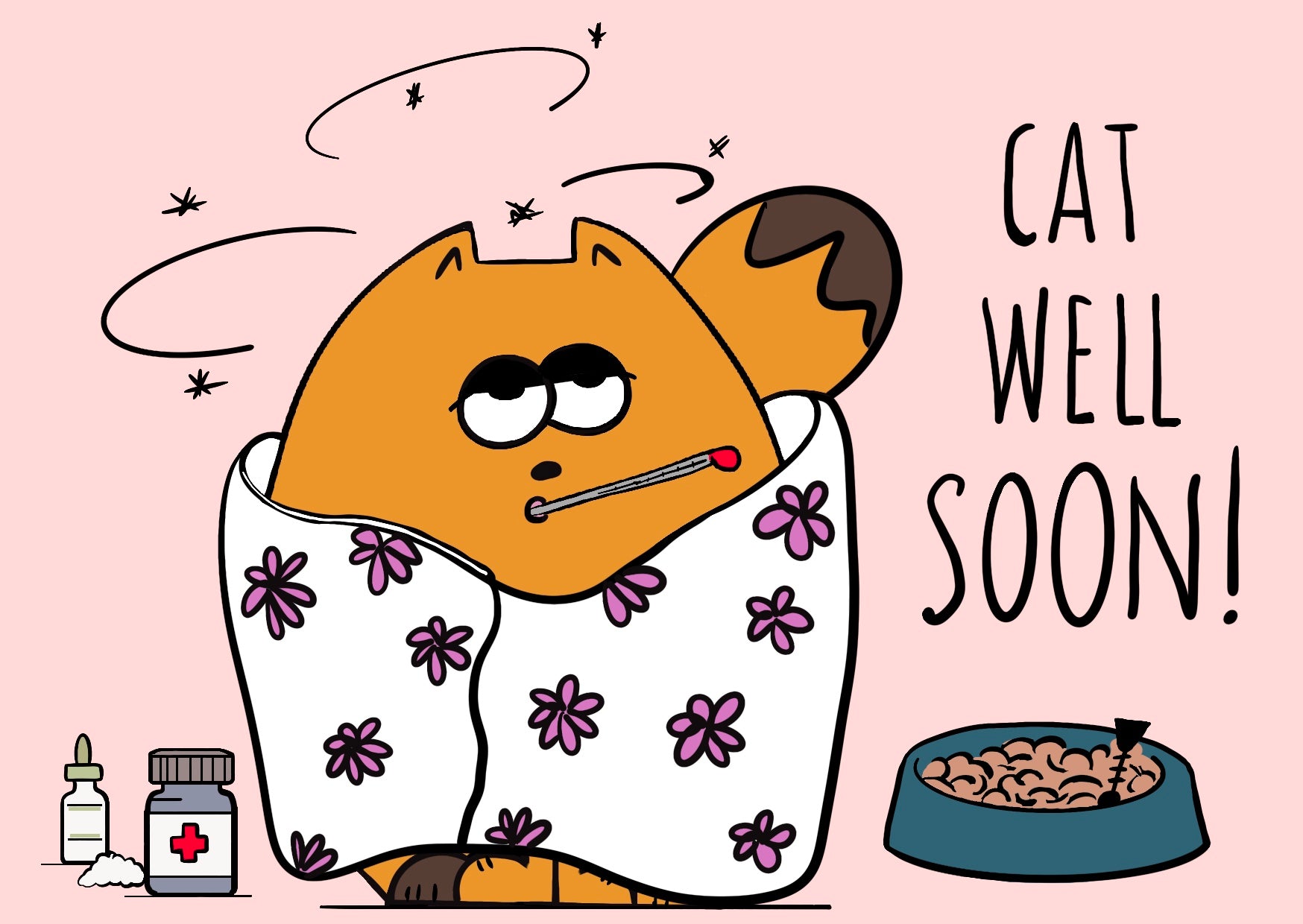 Set tante poes wiches you a Cat well soon
