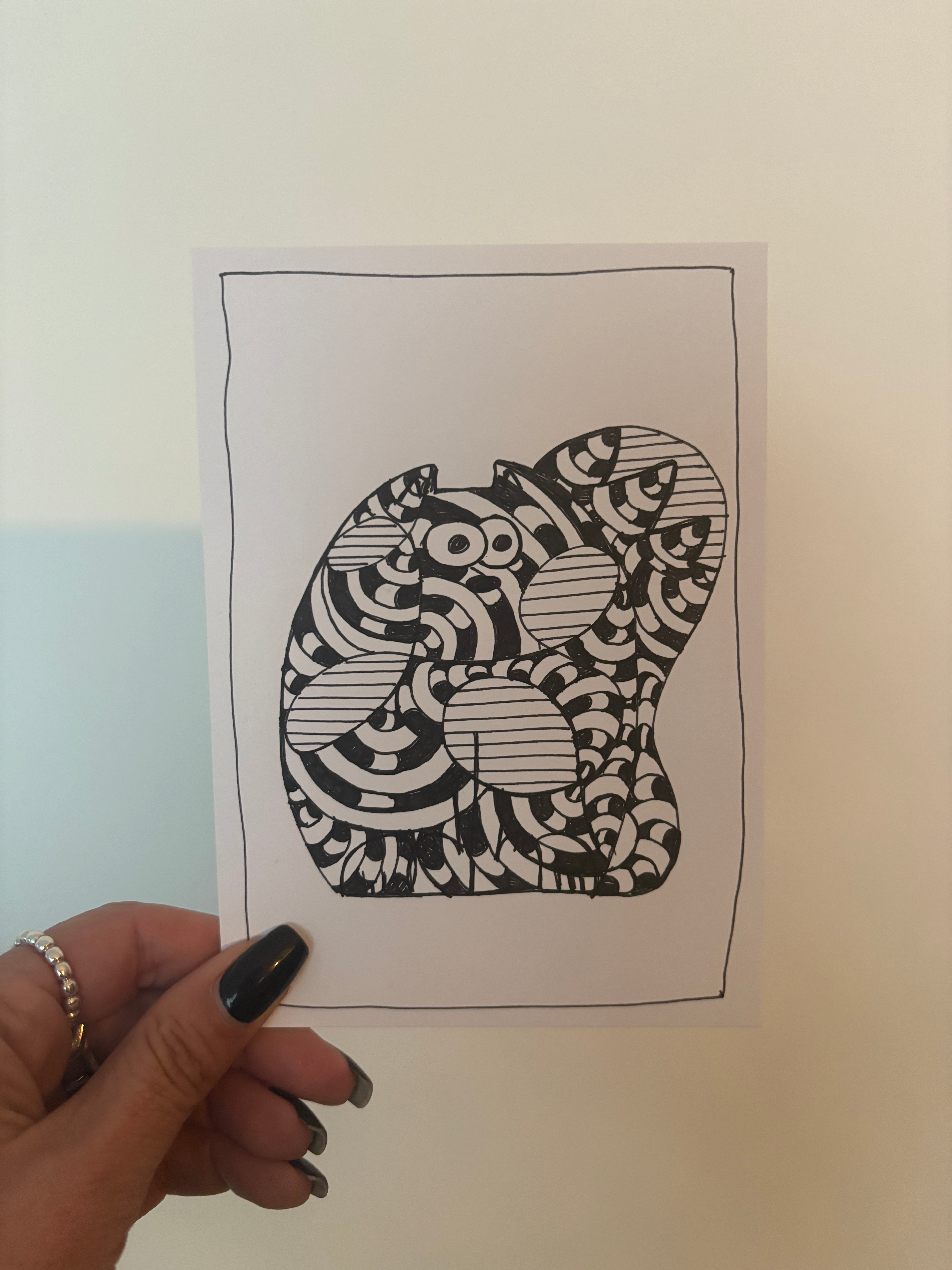 HAND DRAWN! tante poes meets Escher!